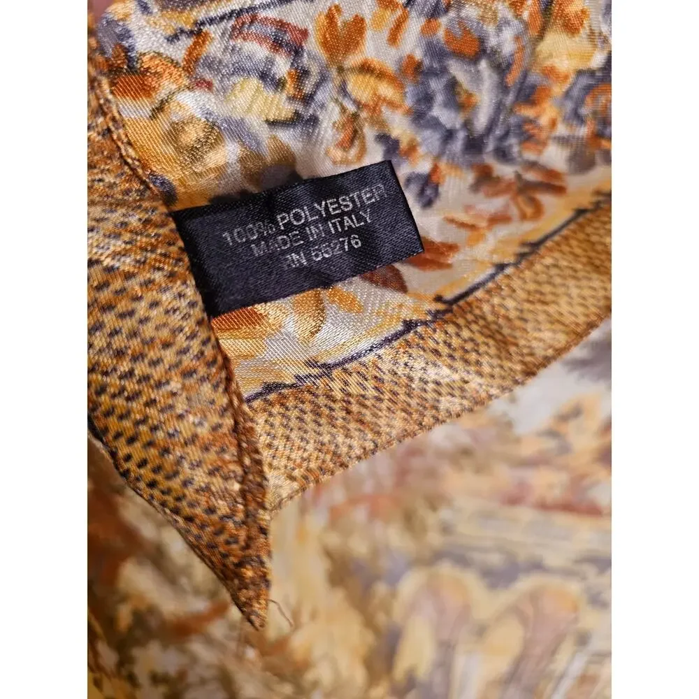 Roman Ruins Made in Italy Square Scarf on Damask Material
